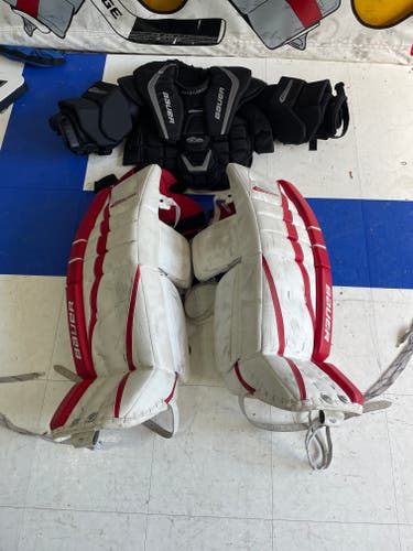 Used 30" Bauer Reactor 7000 Goalie Leg Pads and reactor 7000 chest protector intermediate size small