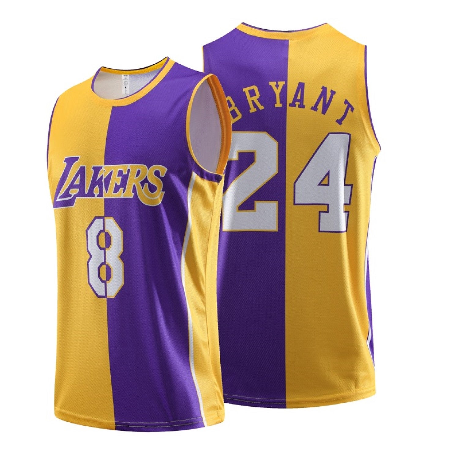 Men's Kobe Bryant Jersey - S-XL - Black - Front #8 - Back #24 - Lakers
