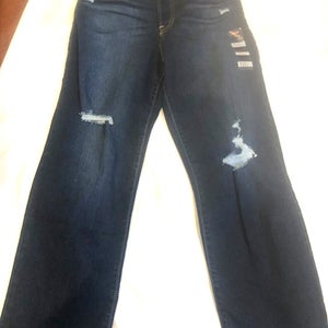 Levi’s Ribcage Straight Ankle Distressed Dark Blue High Jeans 29 x 27 NWT $70val