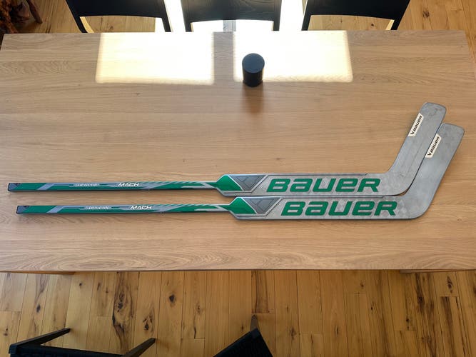 Custom Green Bauer Supreme Goalie Sticks 26”