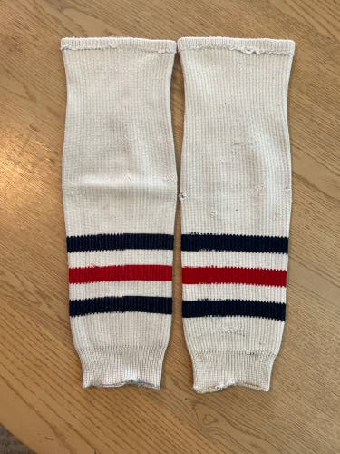 New York Rangers White Used Knit Hockey Socks