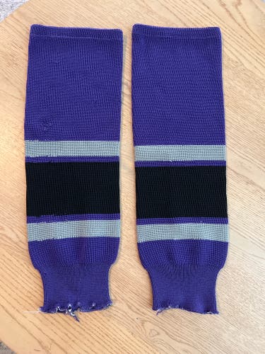 LA Kings Purple & Black Used Knit Hockey Socks