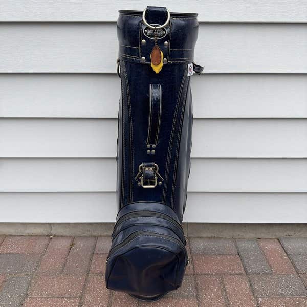 Ron Miller Pro Model Golf Cart Bag Navy Blue Leather USA