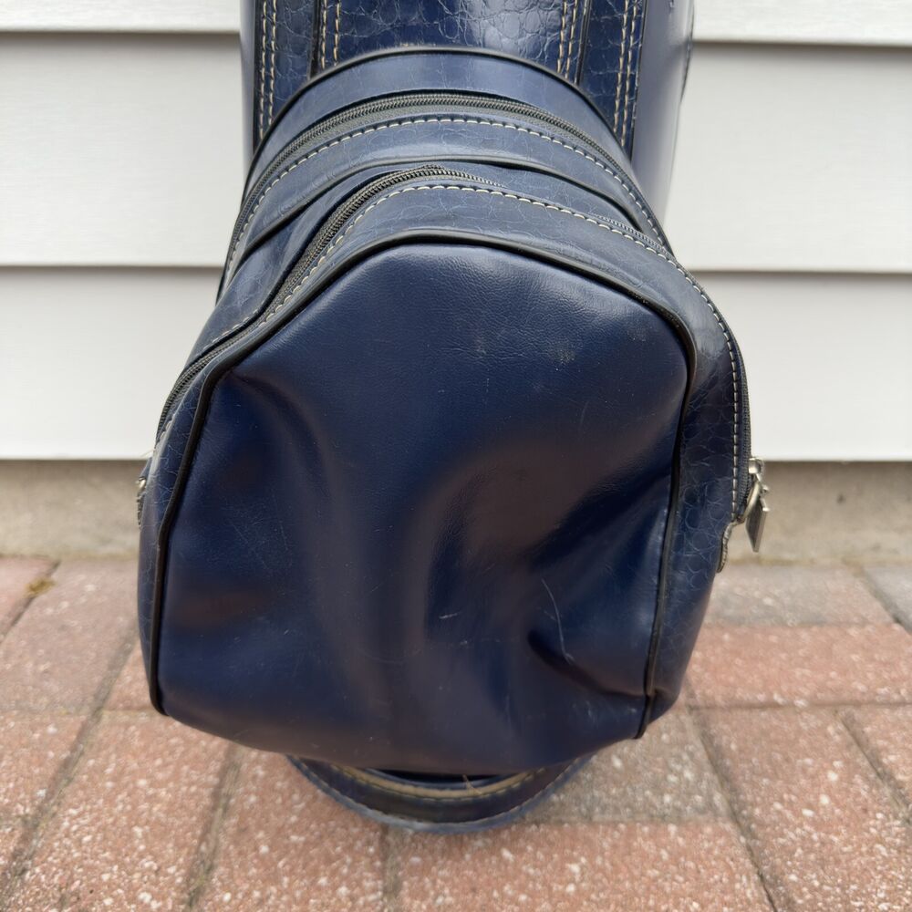 Ron Miller Pro Model Golf Cart Bag Navy Blue Leather USA Vintage