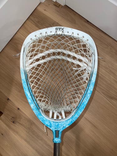 Teal Marble Dyed Strung Shield Goalie Head