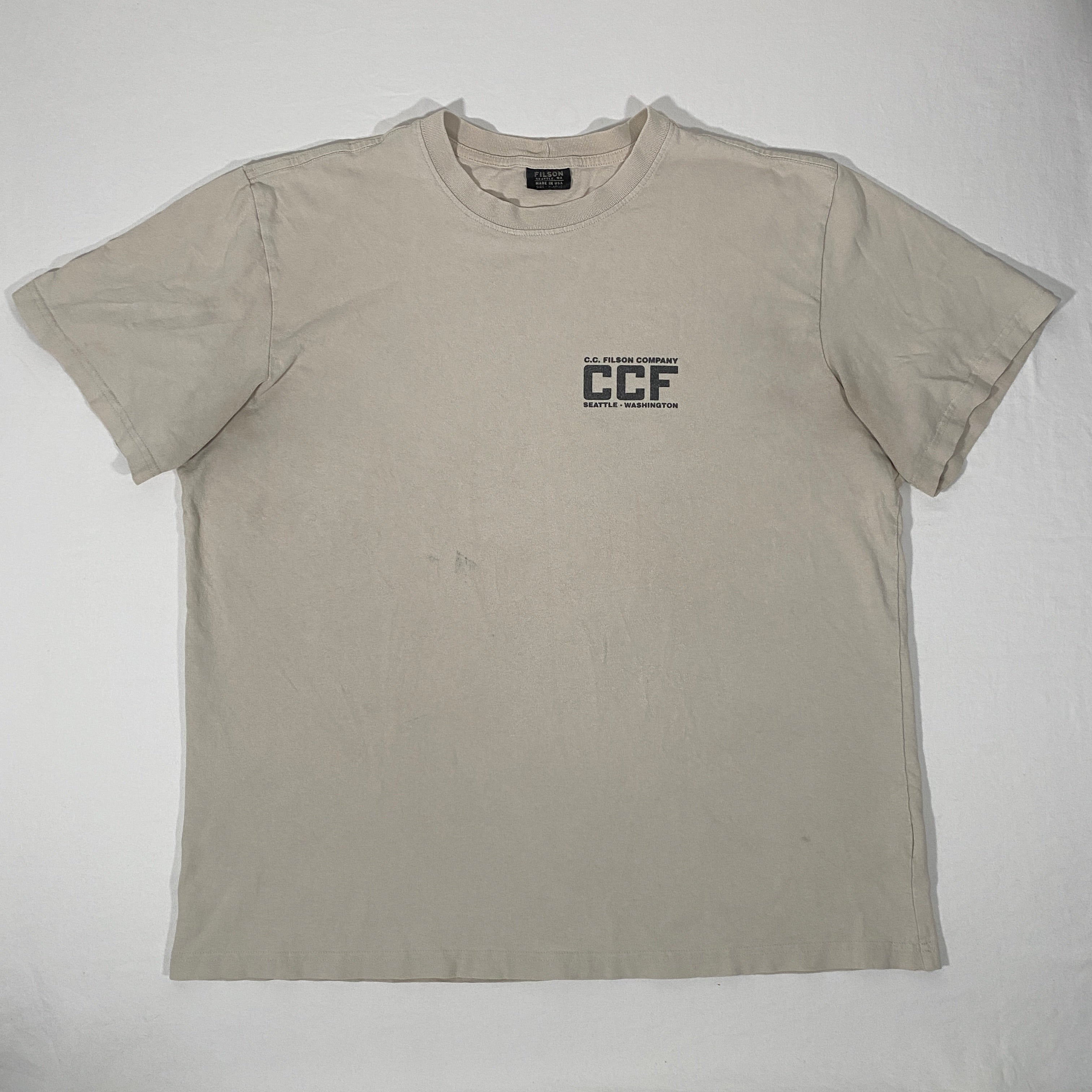 CC Filson Co Mens T Shirt Size XL Beige Grizzly Bear Vintage