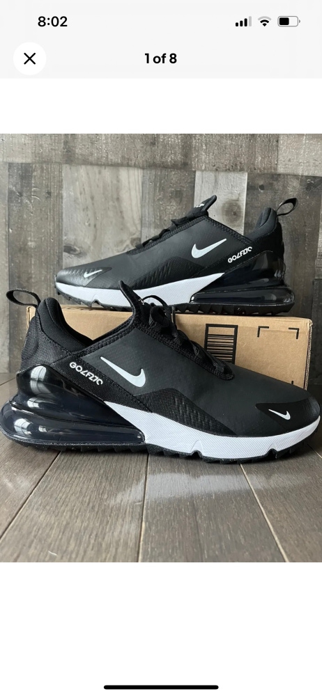 Nike Air Max 270 Golf Black White Men's Shoes CK6483-001 Size 12