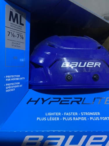 New Pro Stock Medium Bauer Hyperlite BLUE Helmet
