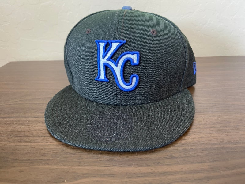 Kansas City Royals Hat Baseball Cap Fitted 7 3/8 New Era Blue Vintage MLB  Retro