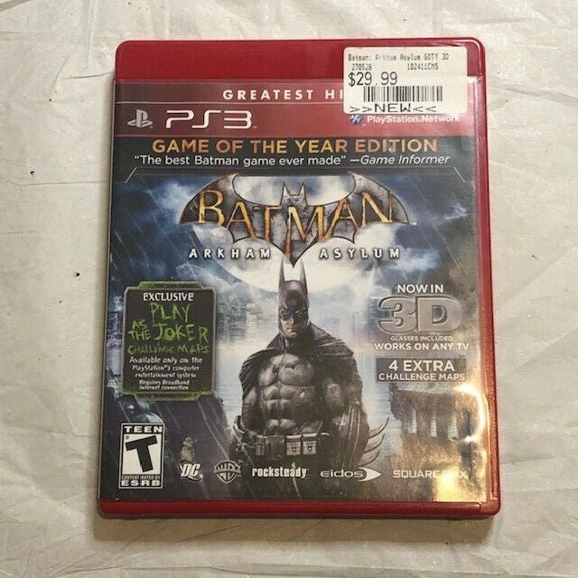 Batman Arkham Asylum PS3 Game of the Year Edition Greatest Hits - with glasses