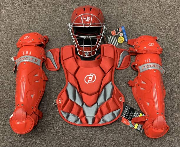 Force 3 Pro Gear Youth 10-12 Baseball Catchers Gear Set Force3 - Red