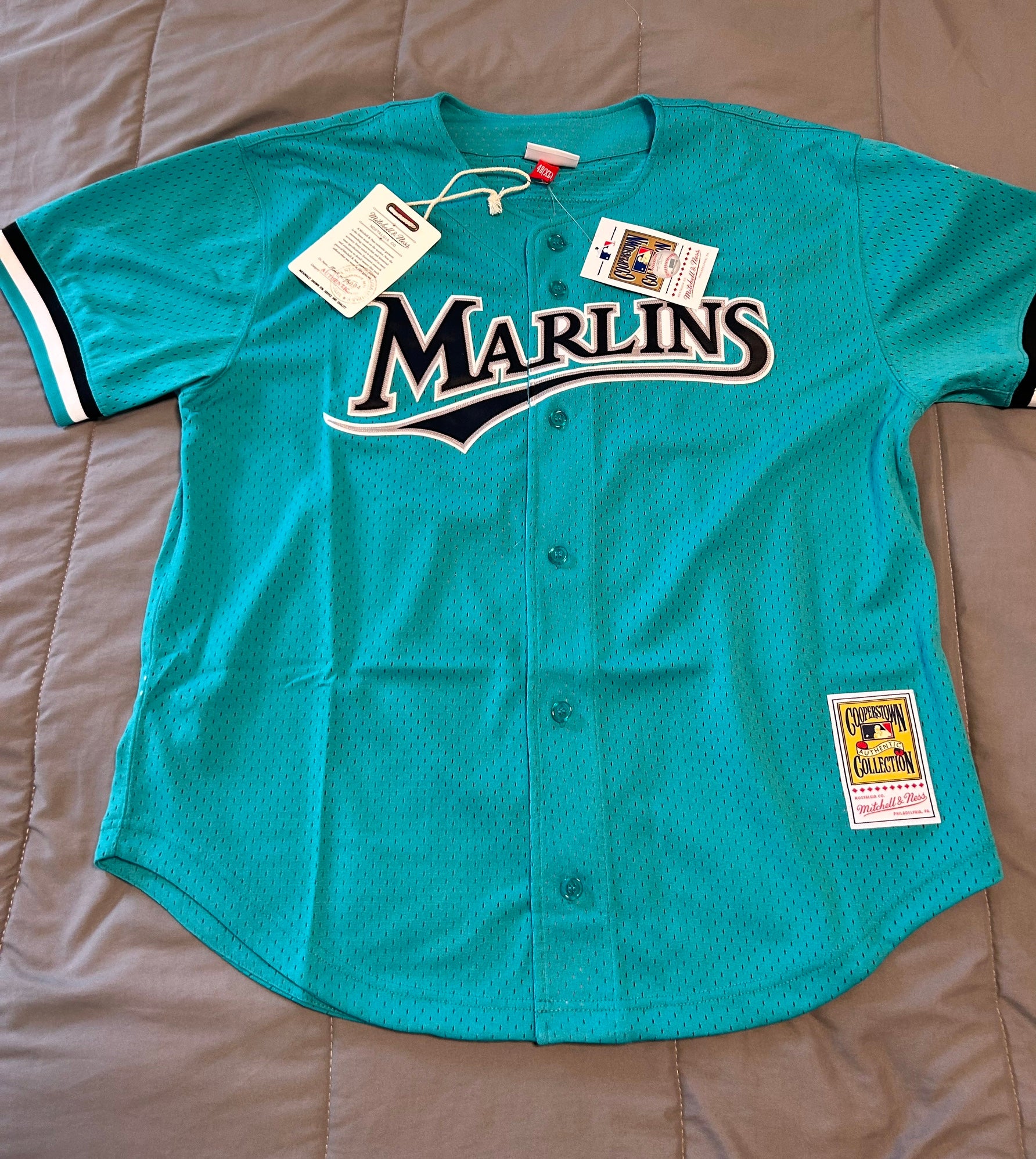 Men's Florida Marlins Mitchell & Ness Teal Cooperstown Collection Wild  Pitch Jersey T-Shirt