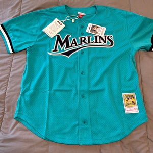Brand New Teal XL Mitchell & Ness Jersey Florida Marlins Jersey #8 (Andre Johnson)