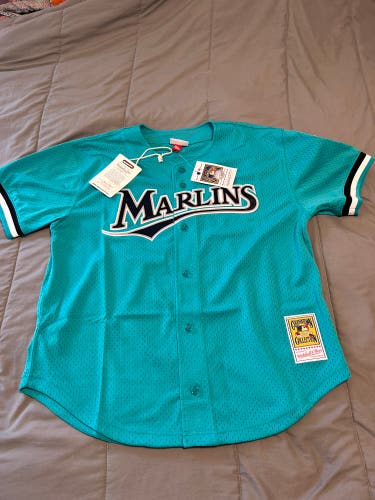 Brand New Teal L Mitchell & Ness Jersey Florida Marlins Jersey #8 (Andre Johnson)