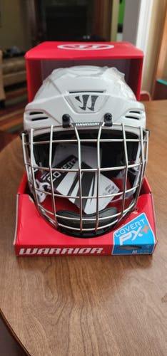 New Medium Warrior Covert PX+ hockey helmet plus VN Pro cage White - VA Tech #5 Rank