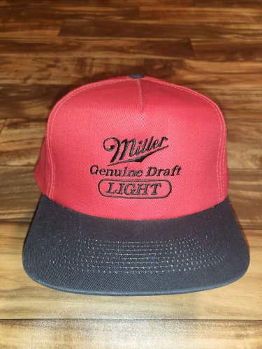 New Vintage Miller Genuine Draft Light Beer 90s Promo Red Hat Cap Vtg Snapback