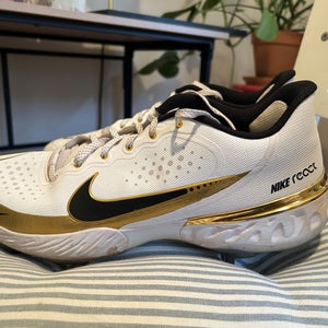 Metal Nike Alpha Huarache Elite 3, White with Gold Trim Adult Men's Size 13
