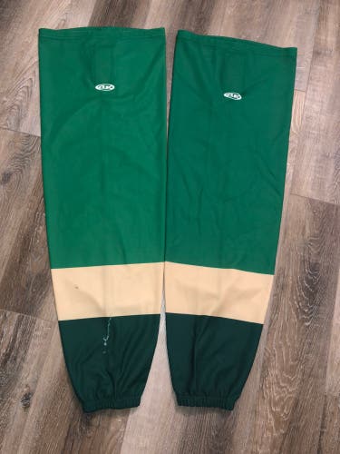 GAME USED ALLEN AMERICANS ST PATTY'S DAY HOCKEY SOCKS SIZE LARGE