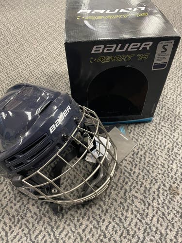 Bauer Navy Small Re-Akt 75 Helmet Combo (with Navy inserts)