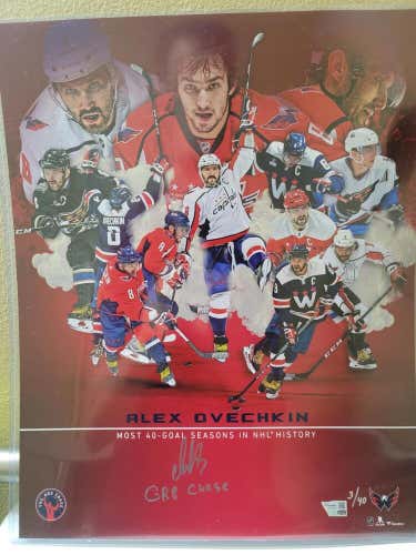 Capitals ALEX OVECHKIN Signed Auto 16x20 GR8 Chase Photo Most 40 Goals 3/40