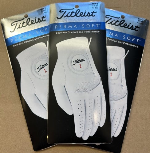 Titleist Perma Soft Golf Glove 3-Pack Bundle Lot For Lefty Mens Large L #84229