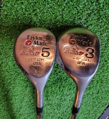 Men's Used TaylorMade Right Handed Burner 3 & 5 Fairway Woods  Stiff Flex