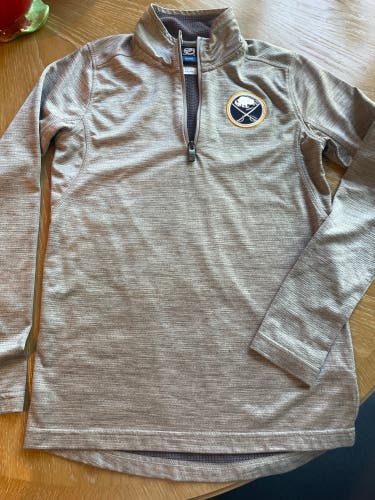 NHL Buffalo Sabres 1/4 Zip Gray Used Youth Large  Sweatshirt