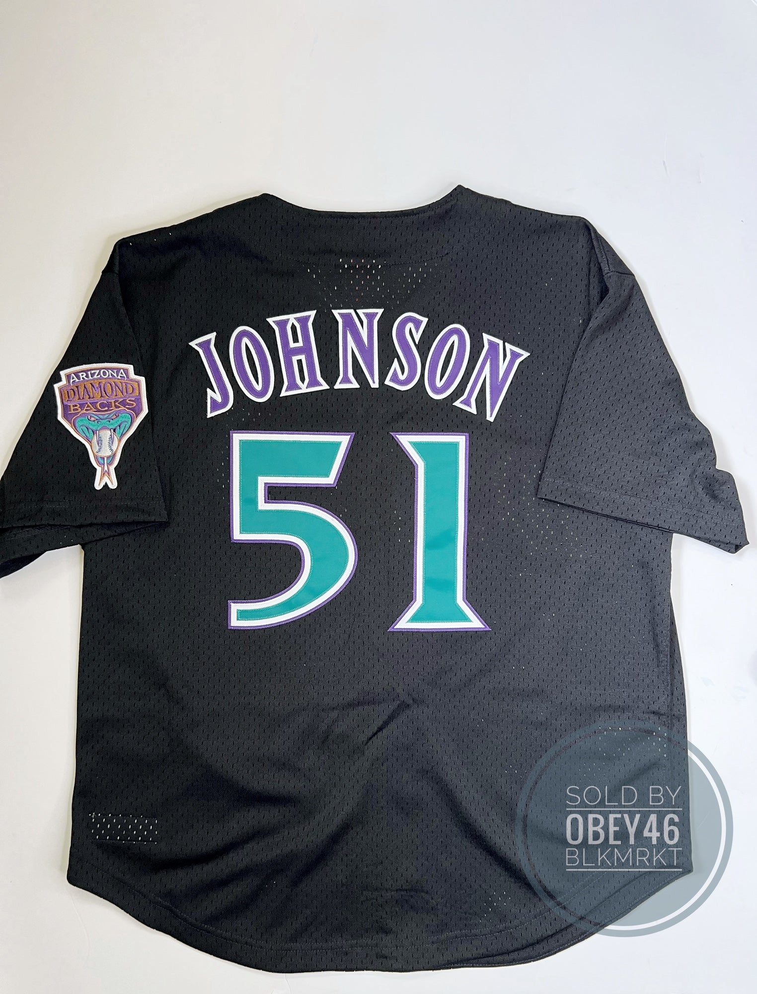 Mitchell & Ness MLB Diamondbacks Randy Johnson #51 Authentic BP Jersey,  Mens XL