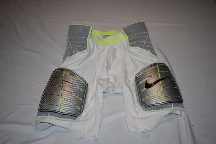 Nike Pro Combat Hyperstrong Football Girdle, White/Silver, Adult Large