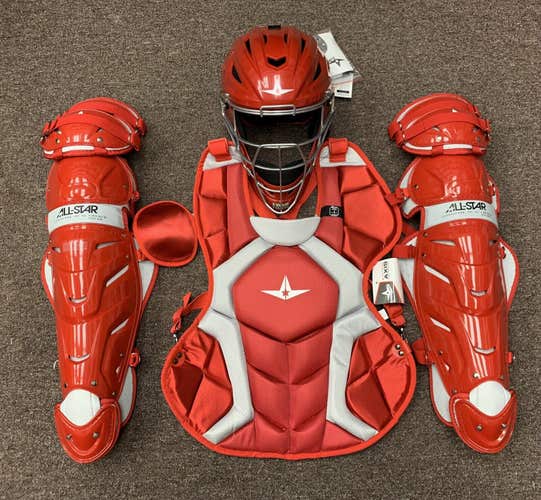 All Star System 7 Adult 16+ Catchers Gear Set NOCSAE CKCCPRO1 - Red