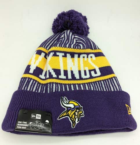 Minnesota Vikings New Era 2022 NFL Stripe Pom Knit Winter Hat Football Skol