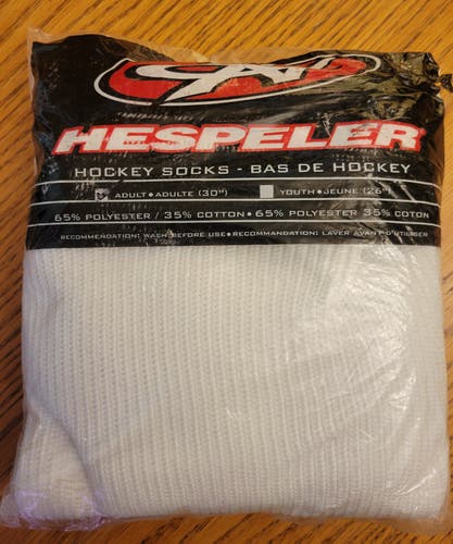 New Hespeler Practice Hockey Socks White SENIOR 30"