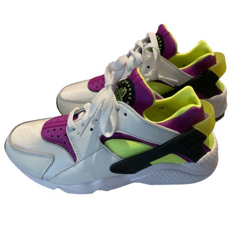 Nike Air Huarache Women's Shoes DH4439-101 Size 7 White Purple Yellow New