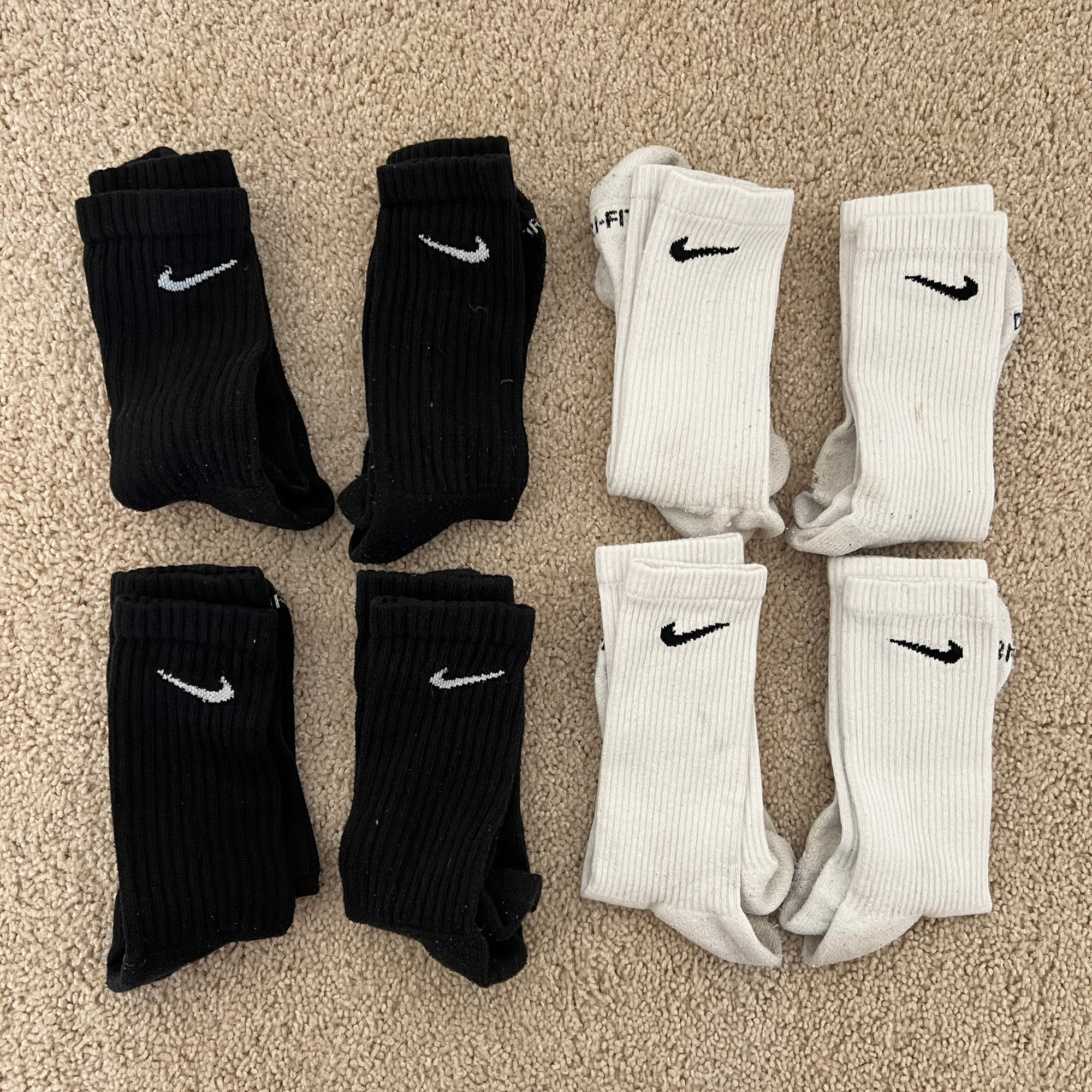 nike dri fit socks black and white