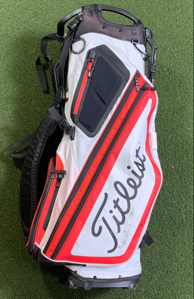 Titleist Hybrid 14 Carry Stand Bag Red White 14-Way Divide Dual Strap Golf Bag