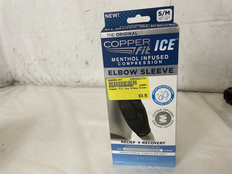 Used Copper Fit Ice Menthol Infused Compression Elbow Sleeve S M 1012