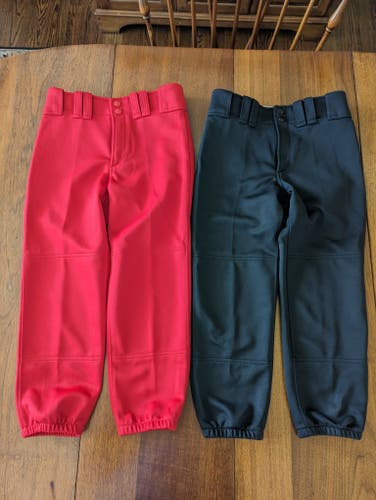 Set of 2 Used Mizuno Game Pants Adult Women's XS X-Small (Black and Red)