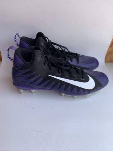 Nike Alpha Menace Pro Mid Black & Purple Football Cleats Sz 16 NEW 922813 015