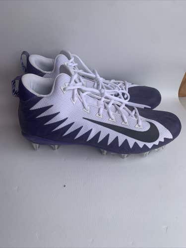 Nike Alpha Menace Pro Football Cleats White Purple AJ6604 106 Mens size 14.5