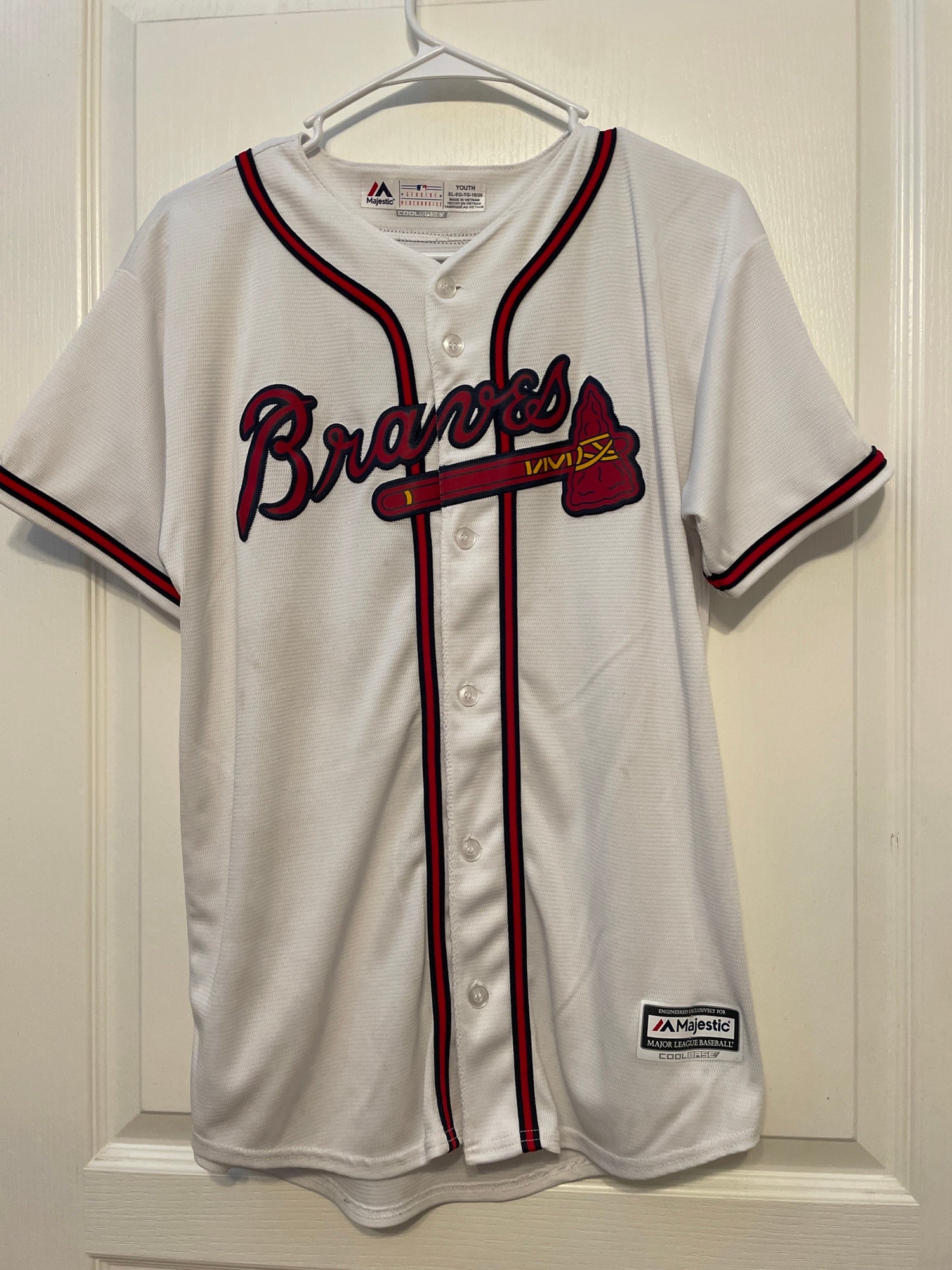 Atlanta Braves Majestic Youth Official Cool Base Jersey - White