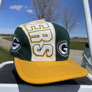 Vintage Green Bay Packers Snapback Hat Drew Pearson All Over Color Block Wool