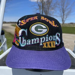 Vintage Green Bay Packers Snapback Hat Super Bowl XXXI Logo Athletic Mardi Gras