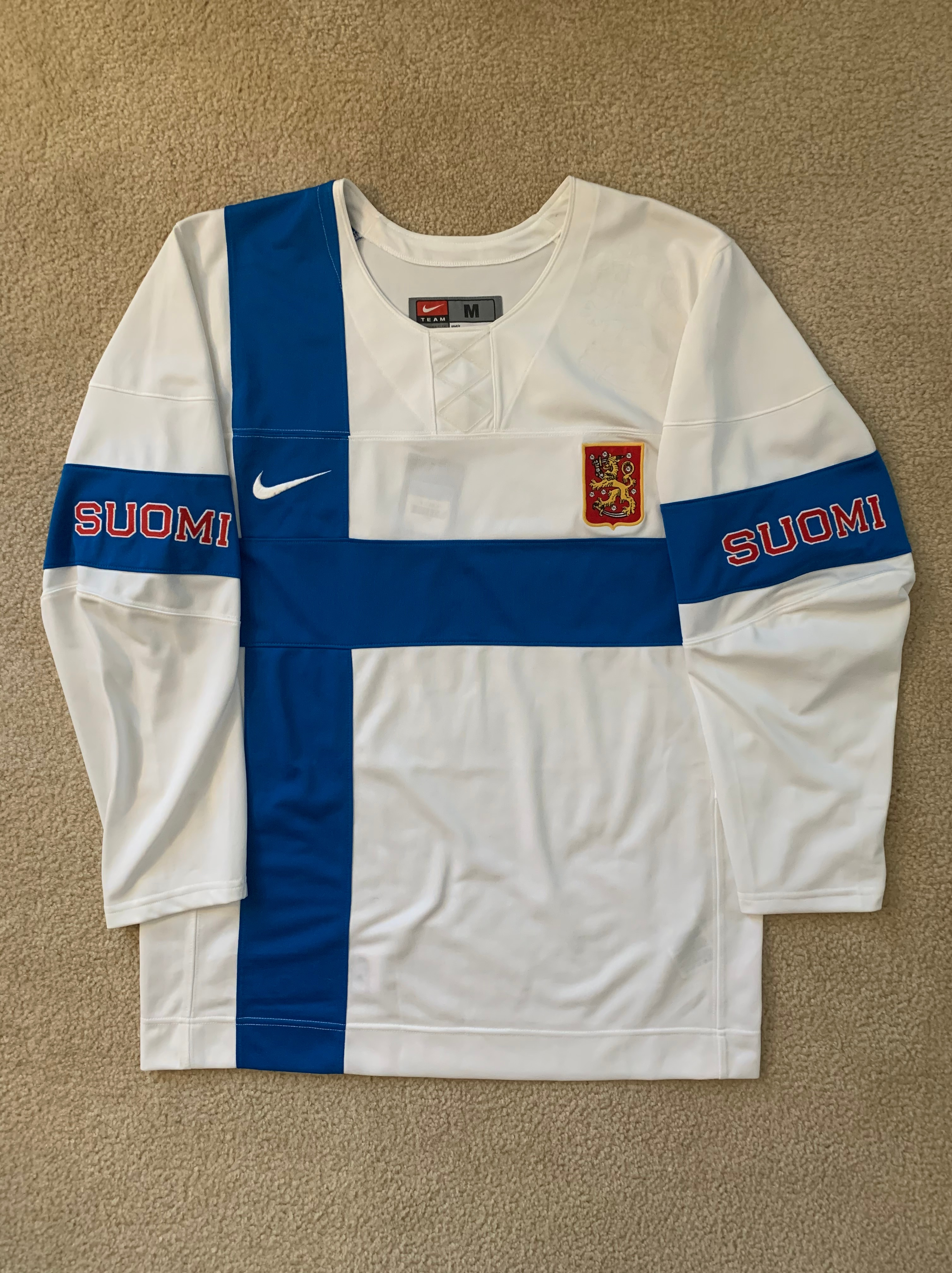 Team+Finland+Nike+IIHF+White+Long+Sleeve+Pullover+Hockey+Jersey+Mens+XL for  sale online