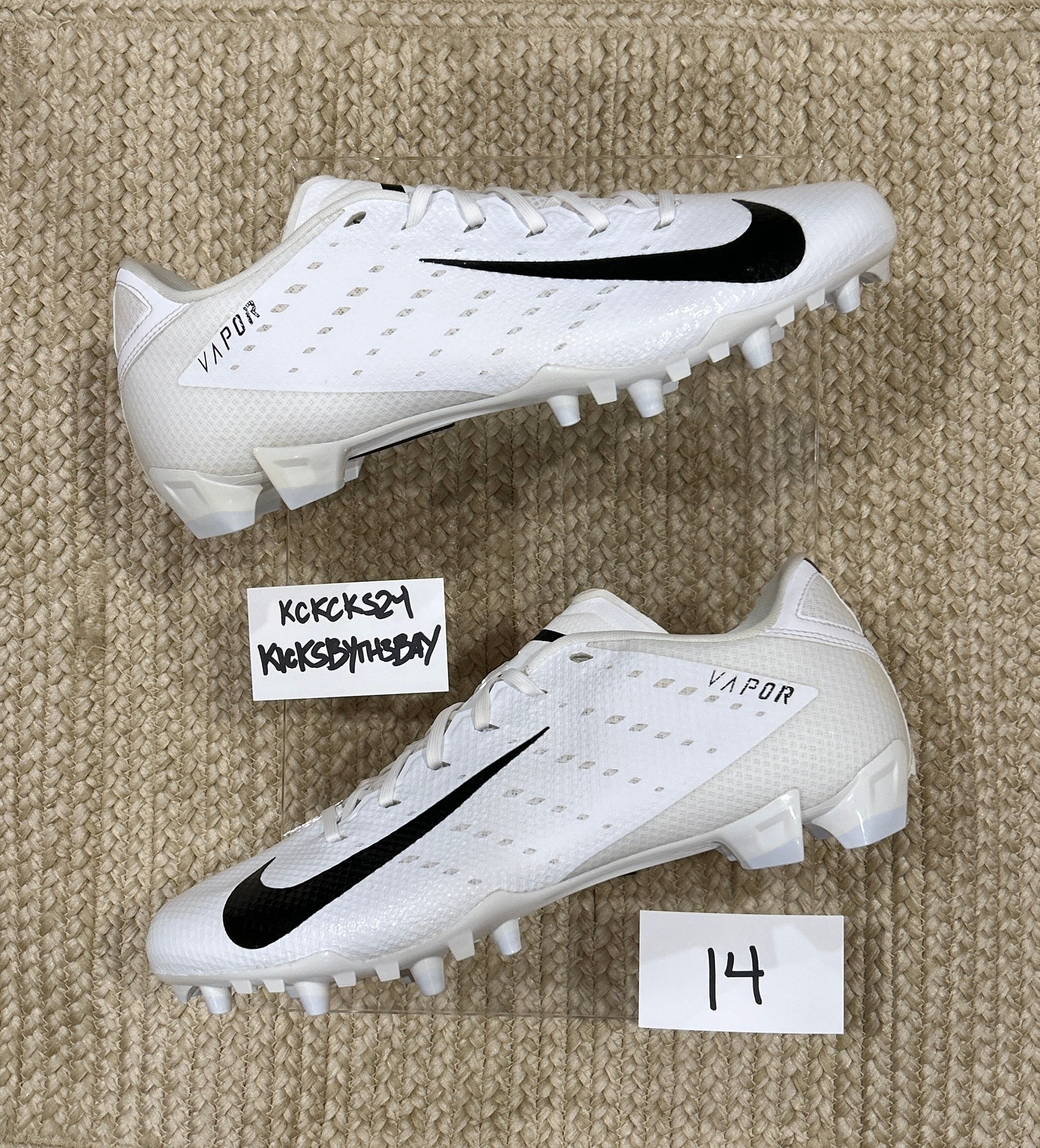 Nike Men's Vapor Untouchable 3 Pro Football Cleats Black/White 14 