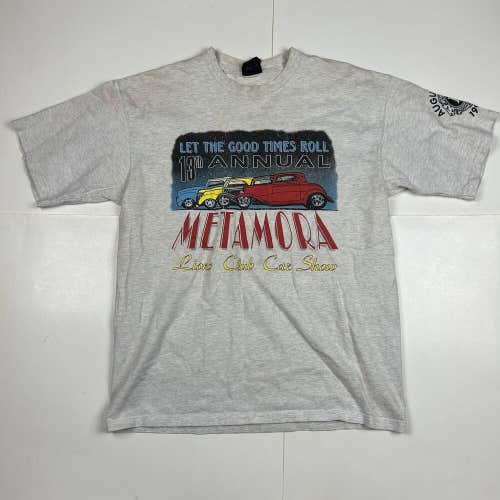 Vintage 1997 Metamora Lions Club Car Show Graphic T-Shirt Gray Size Large
