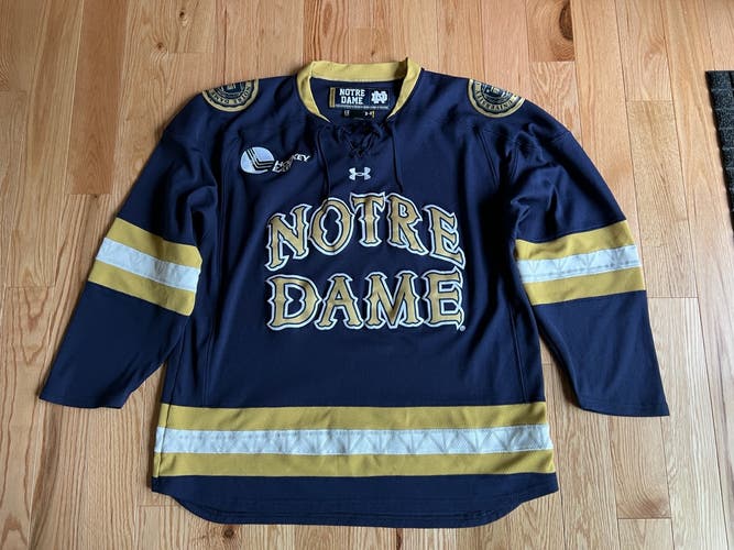 Notre Dame Fighting Irish University Blue Used Large Men's Under Armour Jersey