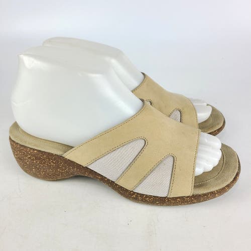 Merrell Sundial Slide Beige Leather Sandals Wedge Women’s Size 7