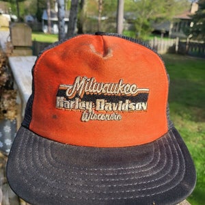 Vintage Rare Harley Davidson Milwaukee Wisconsin Patch Mesh Trucker Hat Snapback