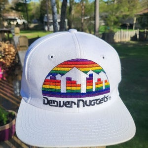 Vintage RARE Denver Nuggets NBA Sports 1990s White Hat Cap Vtg Twins Snapback