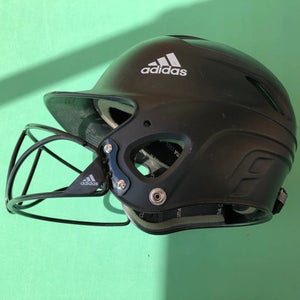 Used Adidas Triple Stripe Batting Helmet with Cage (6 7/8 - 7 5/8)